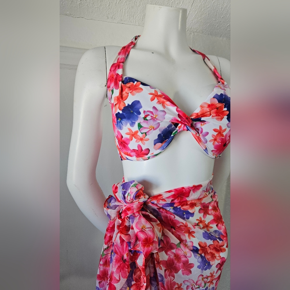 Halter Bikini Top With Matching Sarong Size XL